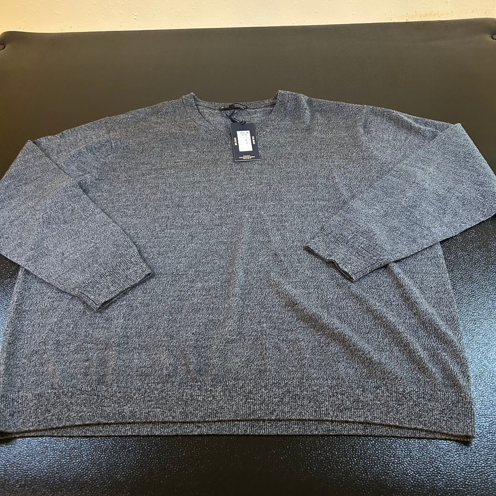Hart Schaffner Marx Merino Wool Sweater V-Neck Big Man Heather Gray Mens 2XB NWT